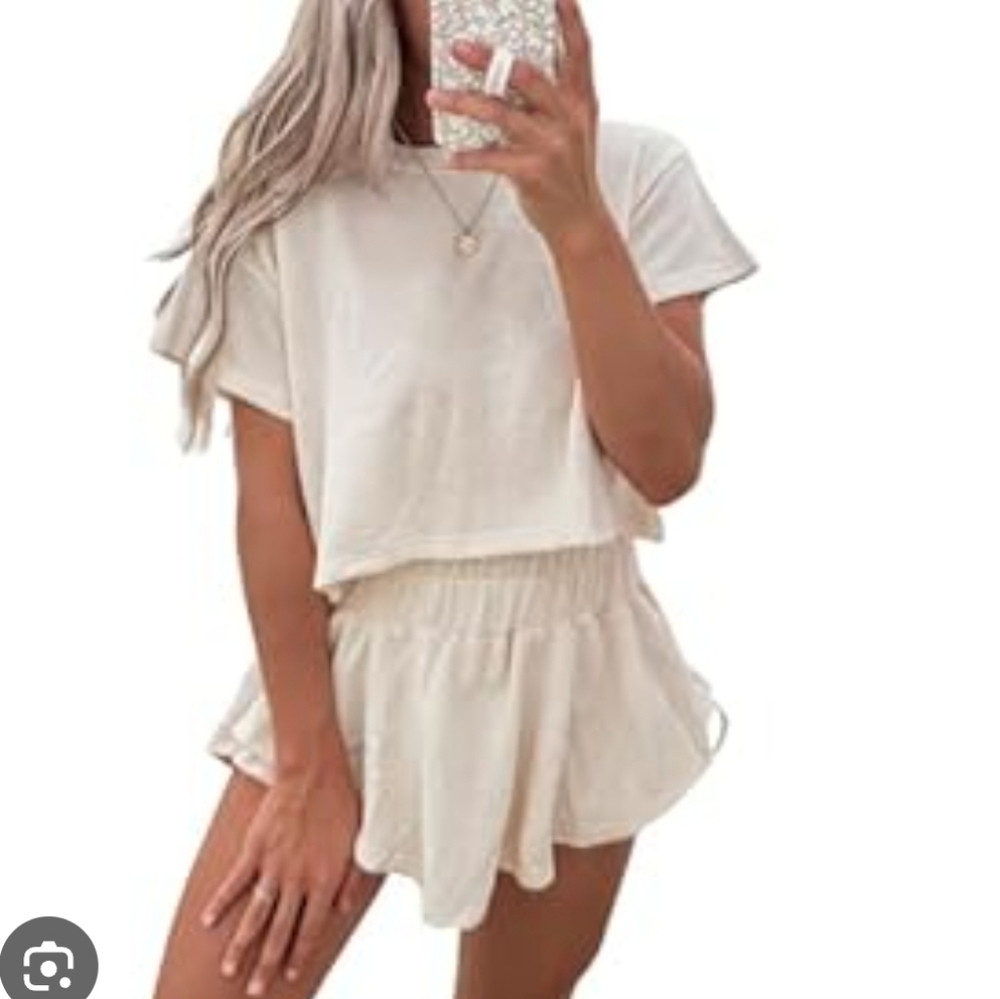 NIB Cream Two-Piece Skort Lounge Set